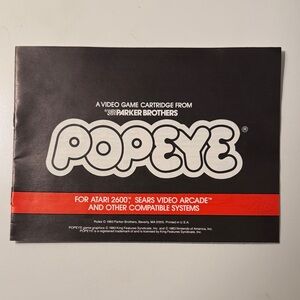 Vintage Atari 2600 Popeye Video Game Manual